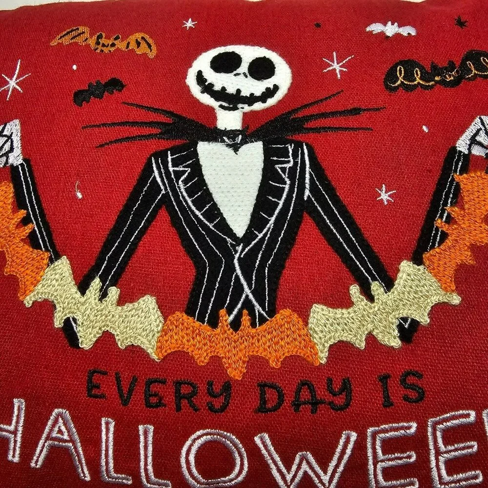 Nightmare Before Christmas Halloween Embroidered Throw Pillow 12x18